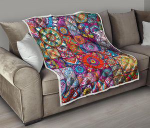 Square Bohemian Mandala Patchwork Print Quilt