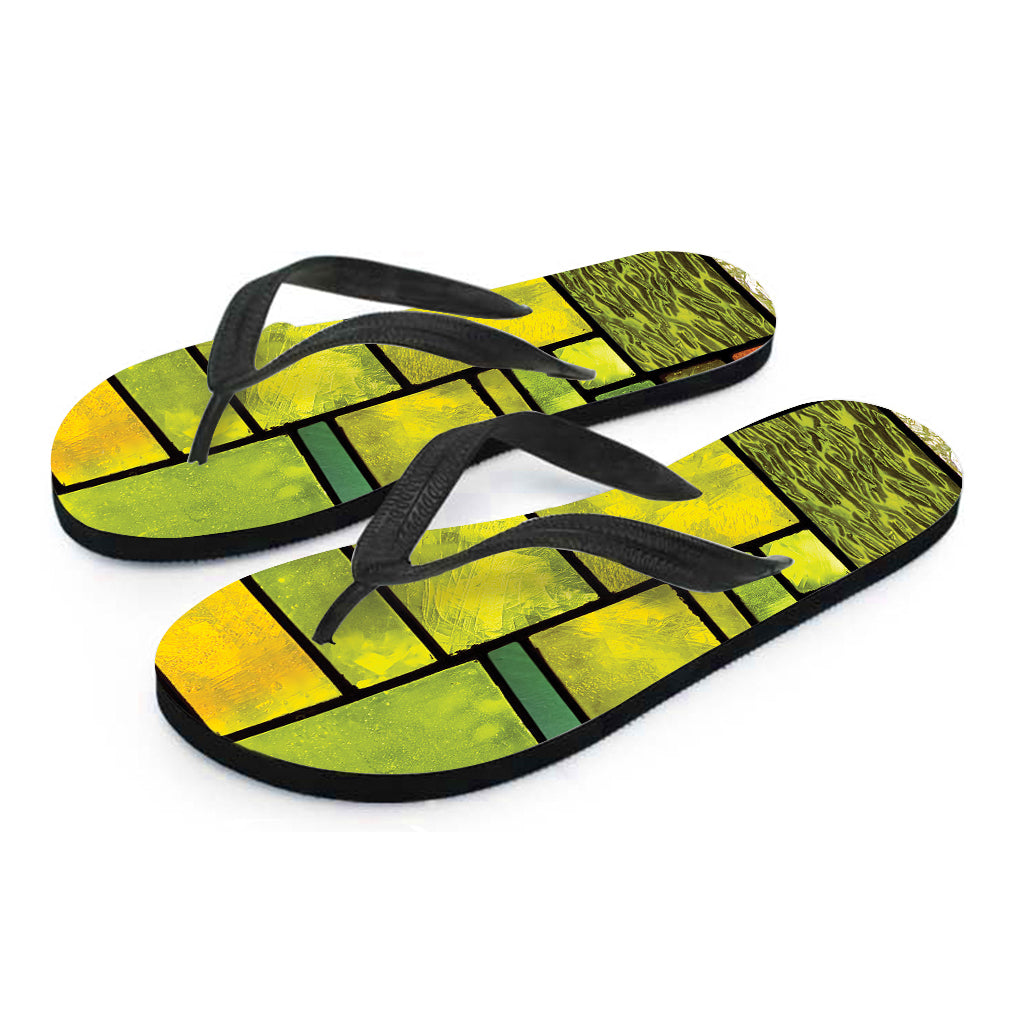 Square Stained Glass Mosaic Print Flip Flops