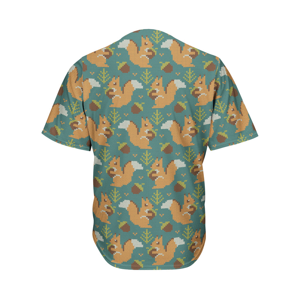 Squirrel Knitted Pattern Print Men's Baseball Jersey