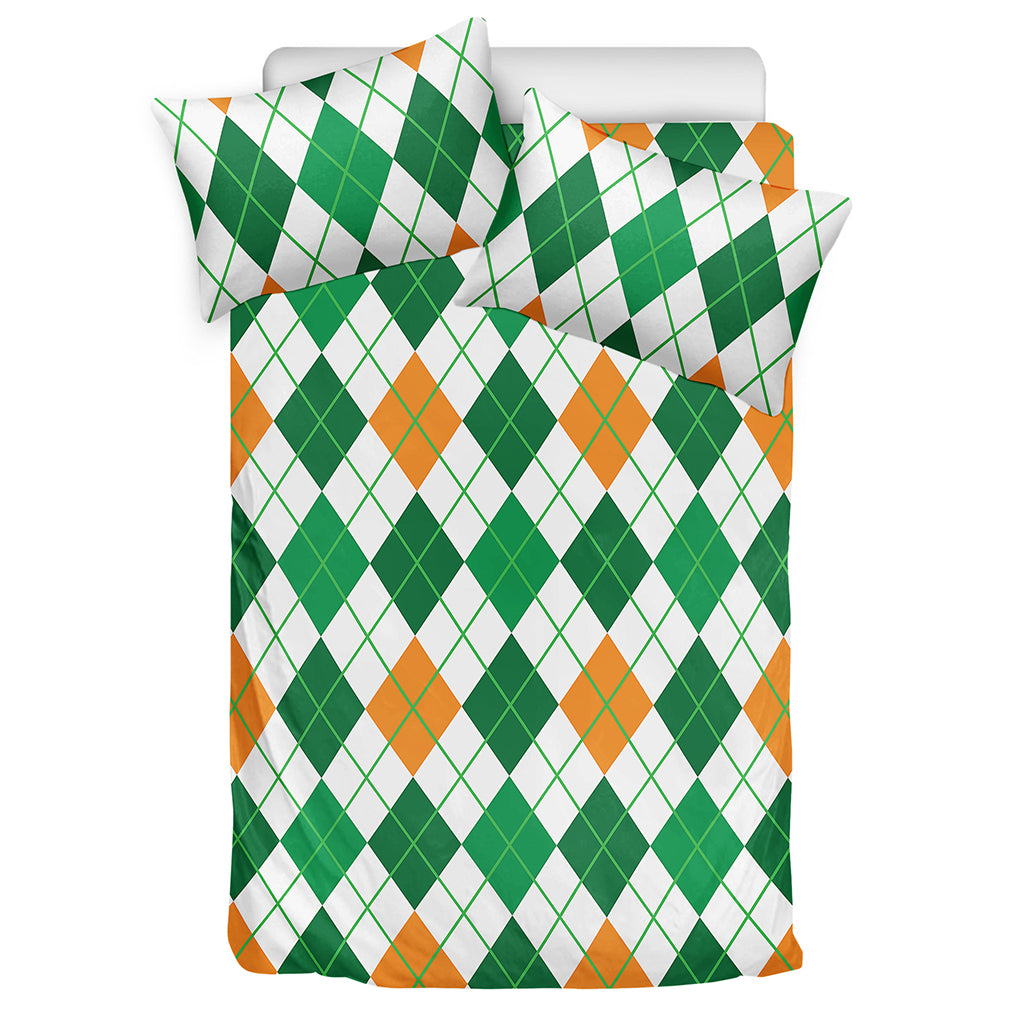 St Patrick's Day Argyle Pattern Print Duvet Cover Bedding Set
