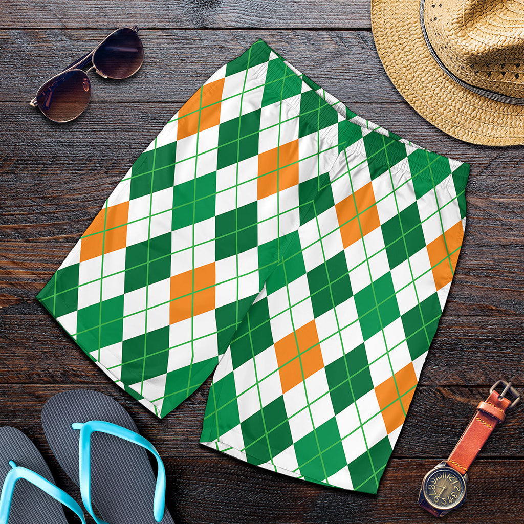 St Patrick's Day Argyle Pattern Print Men's Shorts