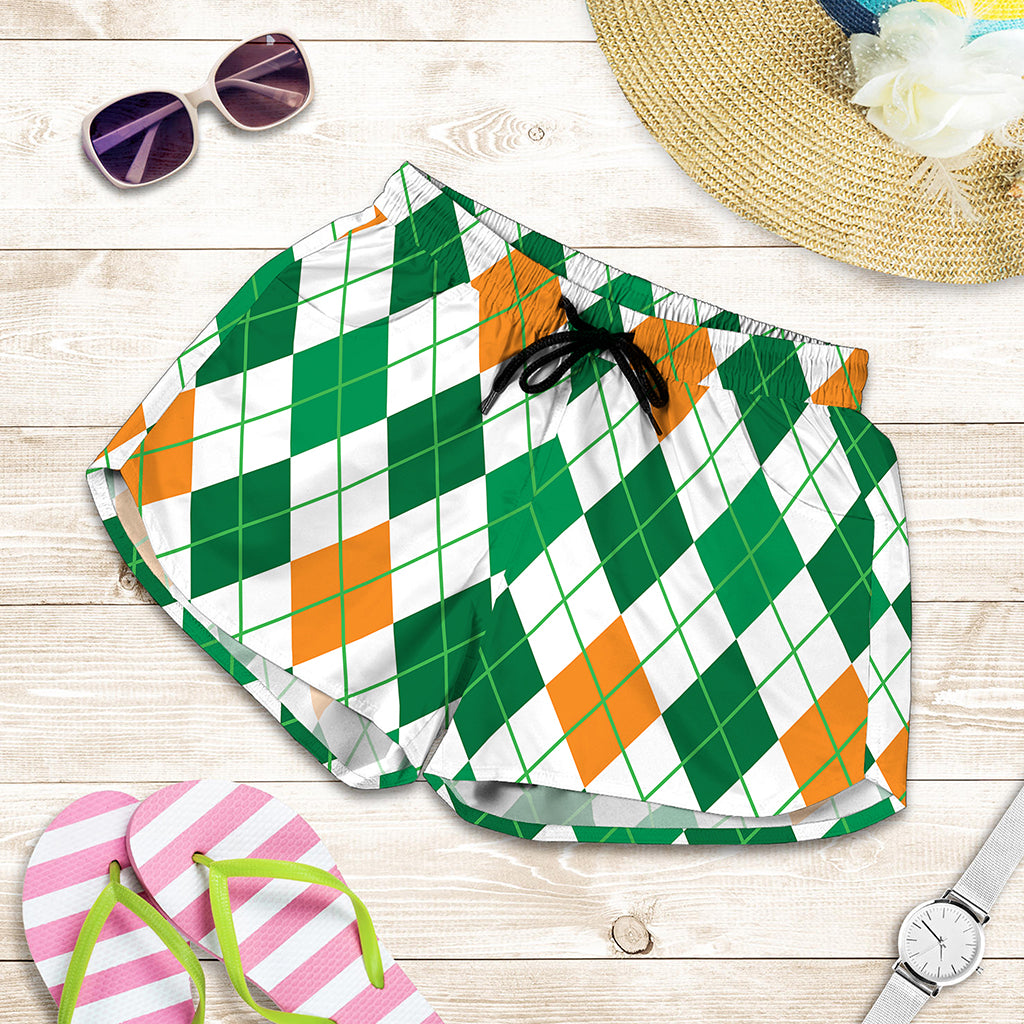 St Patrick's Day Argyle Pattern Print Women's Shorts