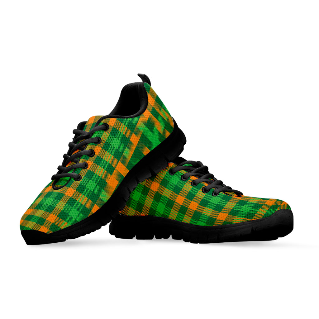 St. Patrick's Day Buffalo Check Print Black Sneakers