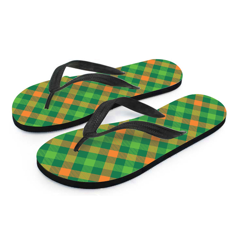 St. Patrick's Day Buffalo Pattern Print Flip Flops
