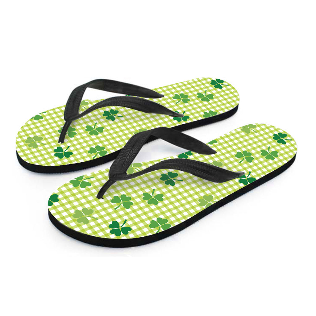 St. Patrick's Day Buffalo Plaid Print Flip Flops