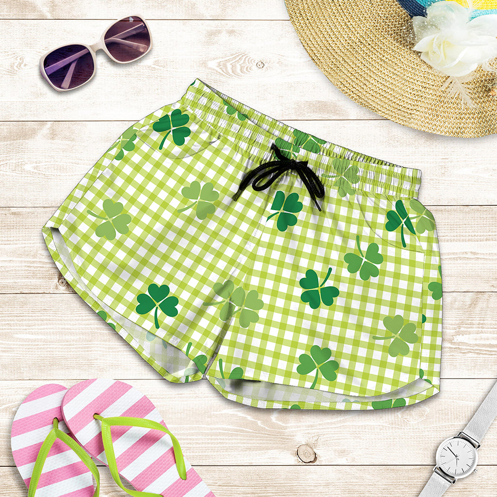 St. Patrick's Day Buffalo Plaid Print Women's Shorts