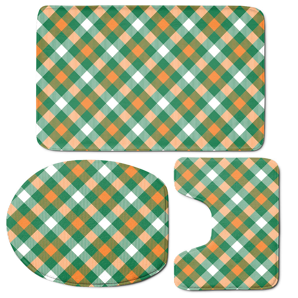 St. Patrick's Day Plaid Pattern Print 3 Piece Bath Mat Set