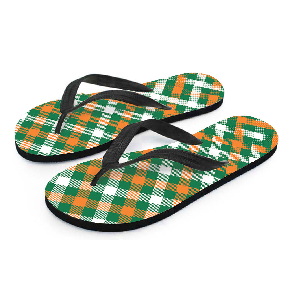 St. Patrick's Day Plaid Pattern Print Flip Flops