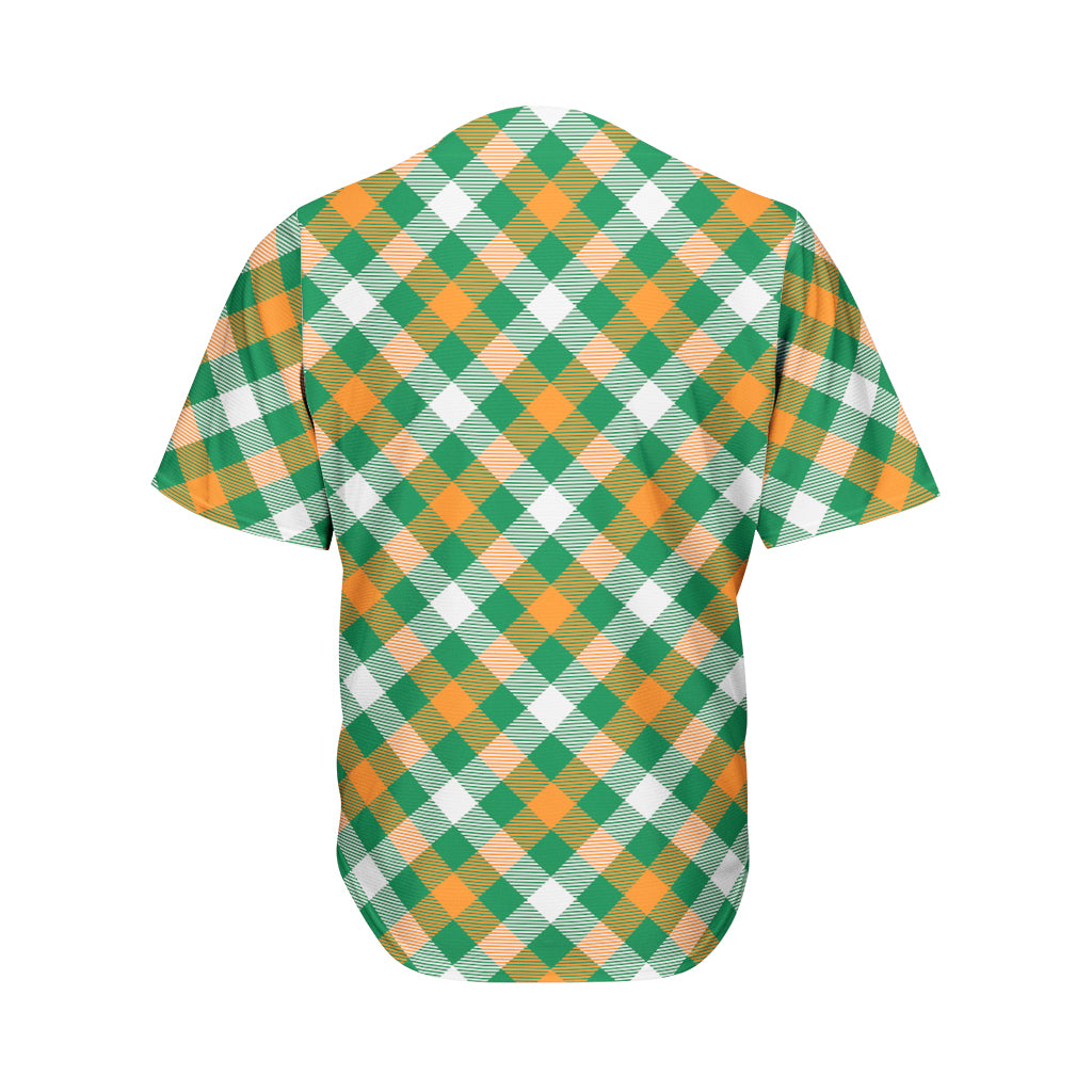 St. Patrick's Day Plaid Pattern Print Men's Baseball Jersey