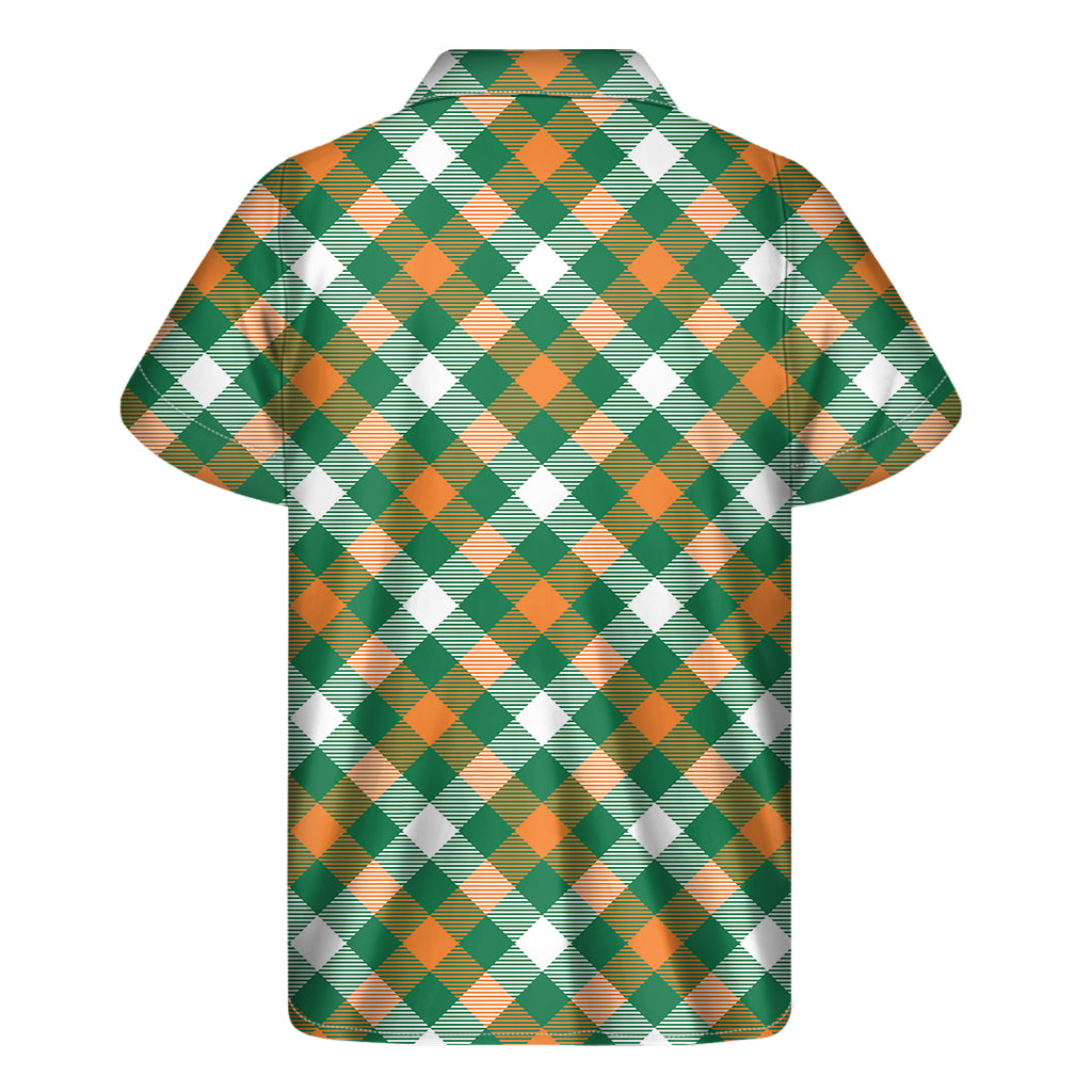 St. Patrick's Day Plaid Pattern Print Men's Short Sleeve Shirt