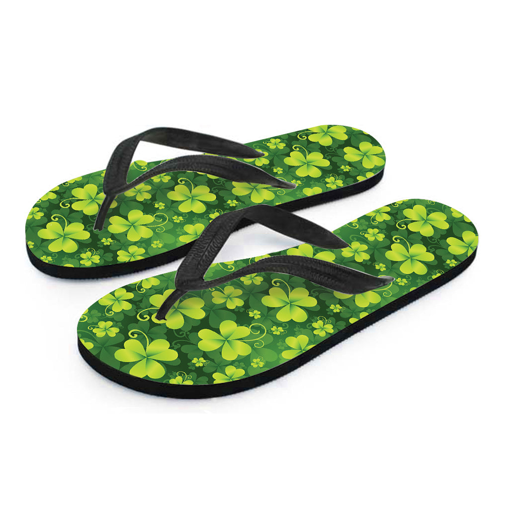 St. Patrick's Day Shamrock Pattern Print Flip Flops