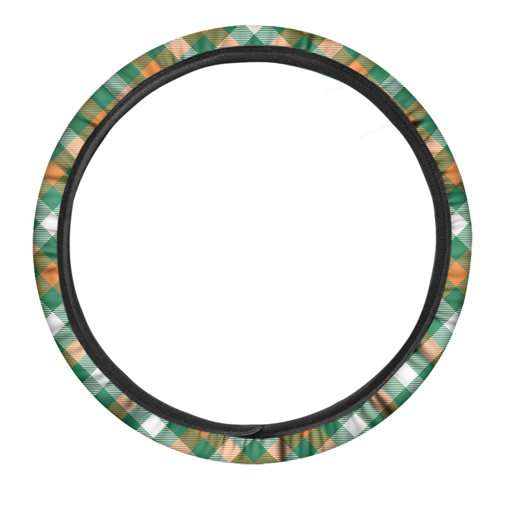 St. Patrick's Day Plaid Pattern Print Car Steering Wheel Cover