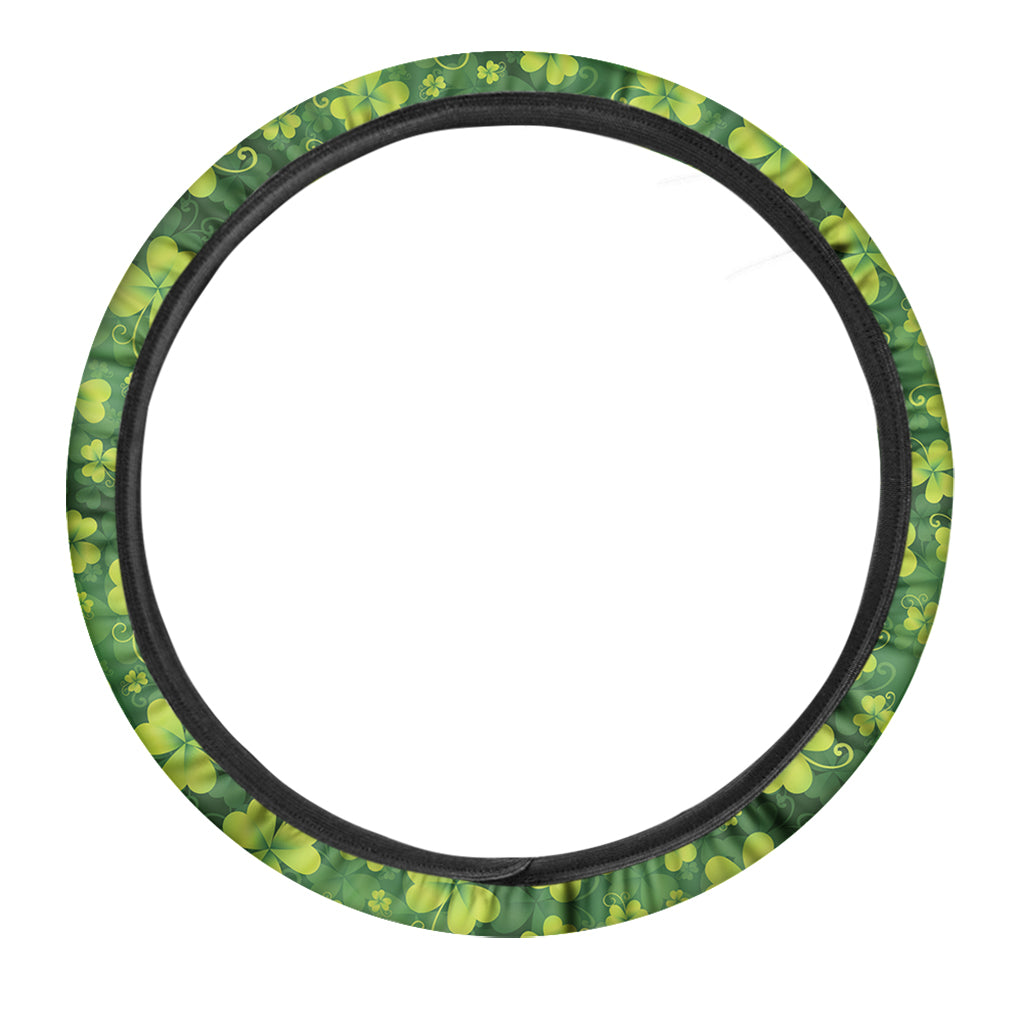 St. Patrick's Day Shamrock Pattern Print Car Steering Wheel Cover