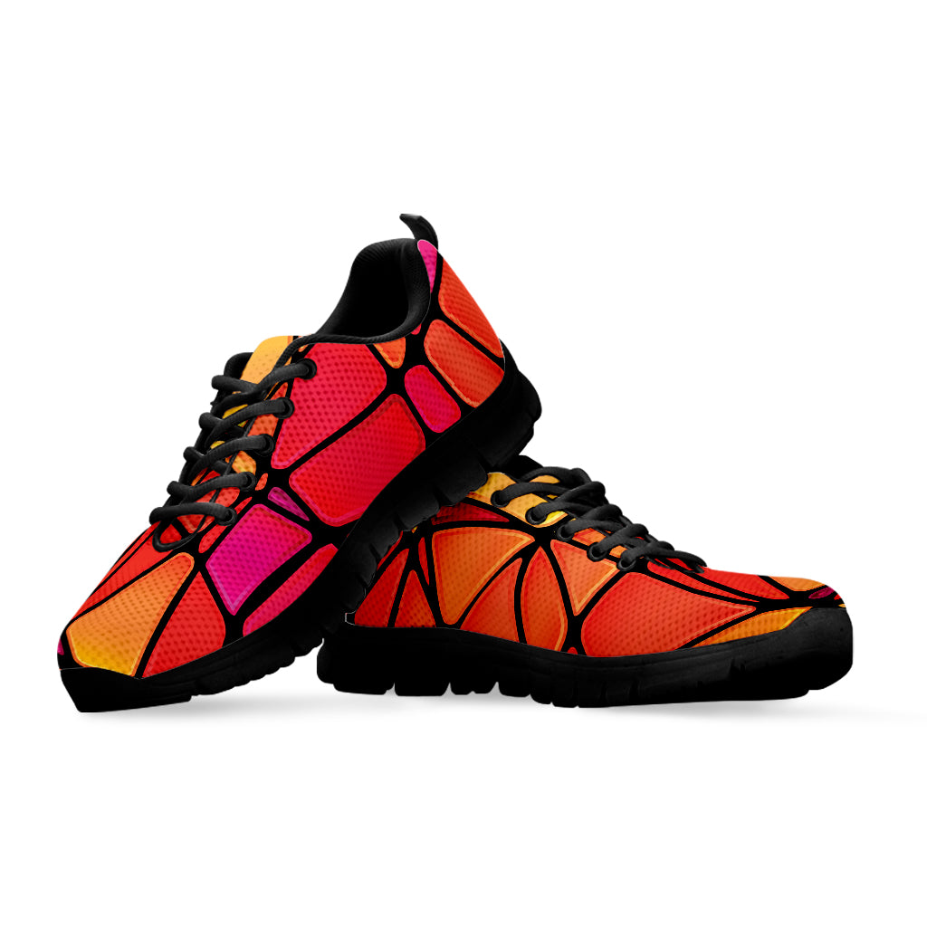 Stained Glass Mosaic Pattern Print Black Sneakers