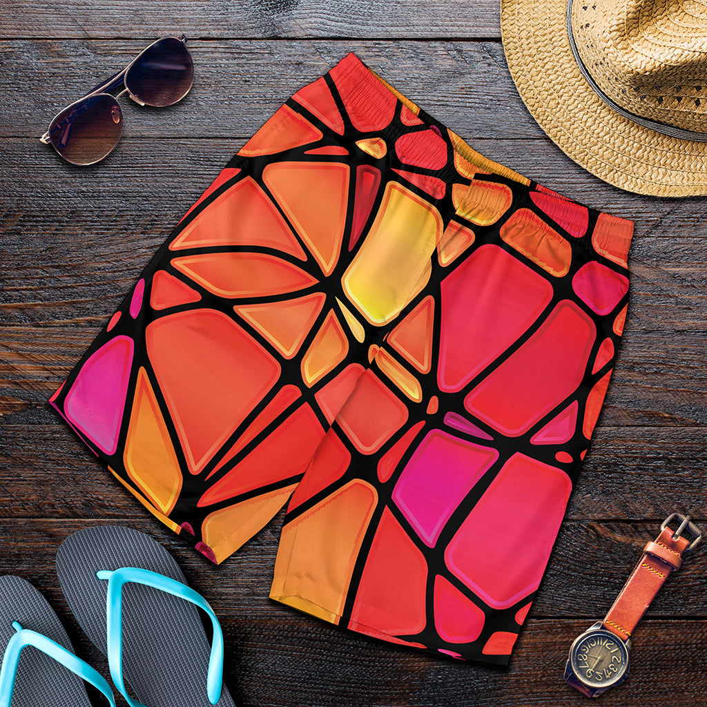 Stained Glass Mosaic Pattern Print Men's Shorts