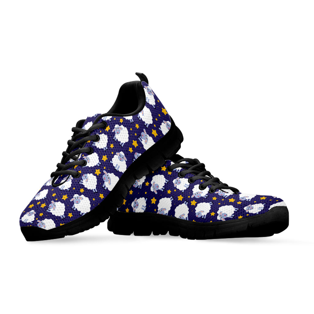 Star And Sheep Pattern Print Black Sneakers