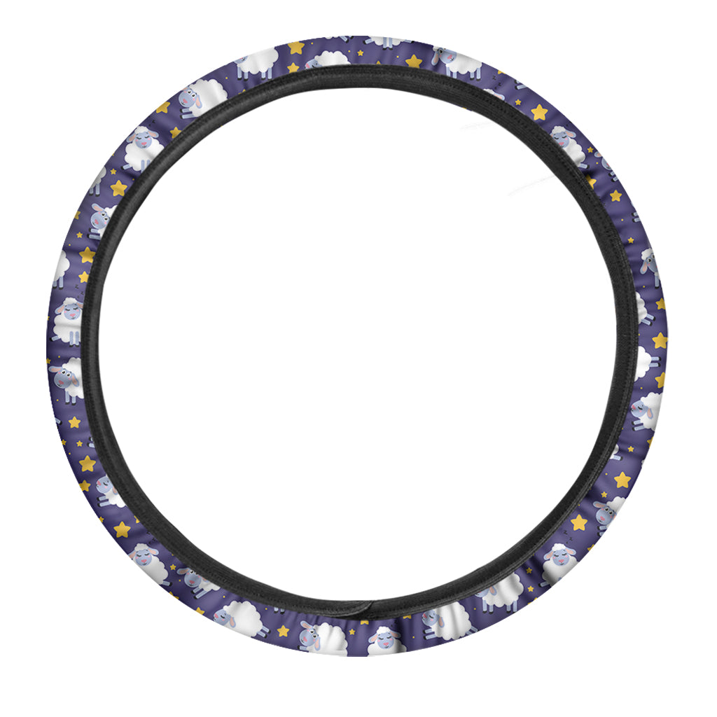 Star And Sheep Pattern Print Car Steering Wheel Cover