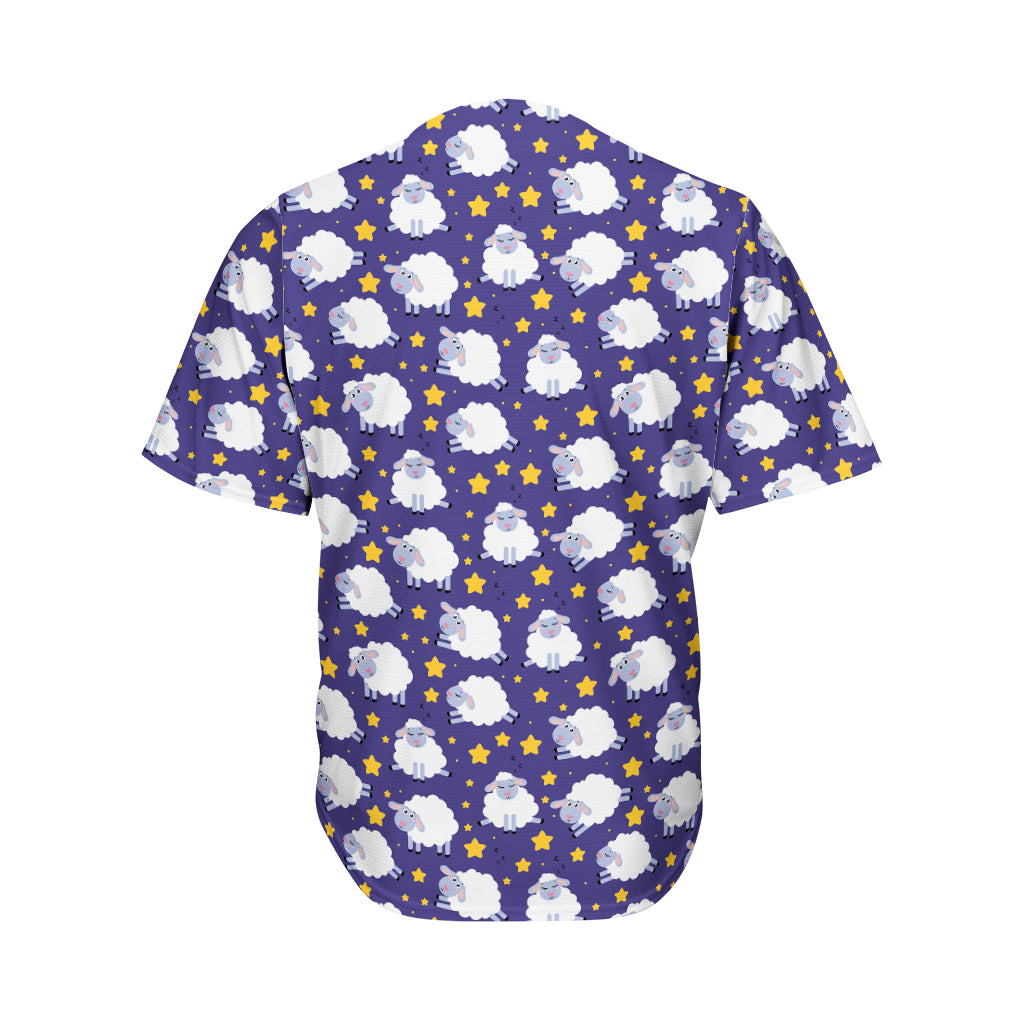 Star And Sheep Pattern Print Men's Baseball Jersey