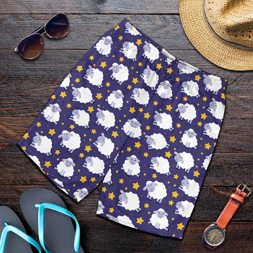Star And Sheep Pattern Print Men's Shorts