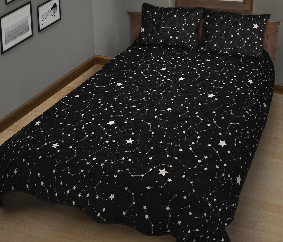 Star Constellations Pattern Print Quilt Bed Set