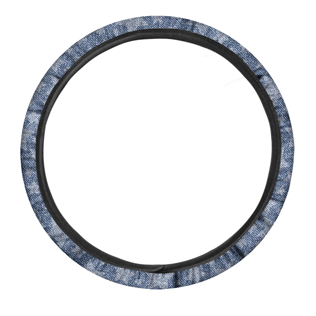 Star Denim Jeans Pattern Print Car Steering Wheel Cover