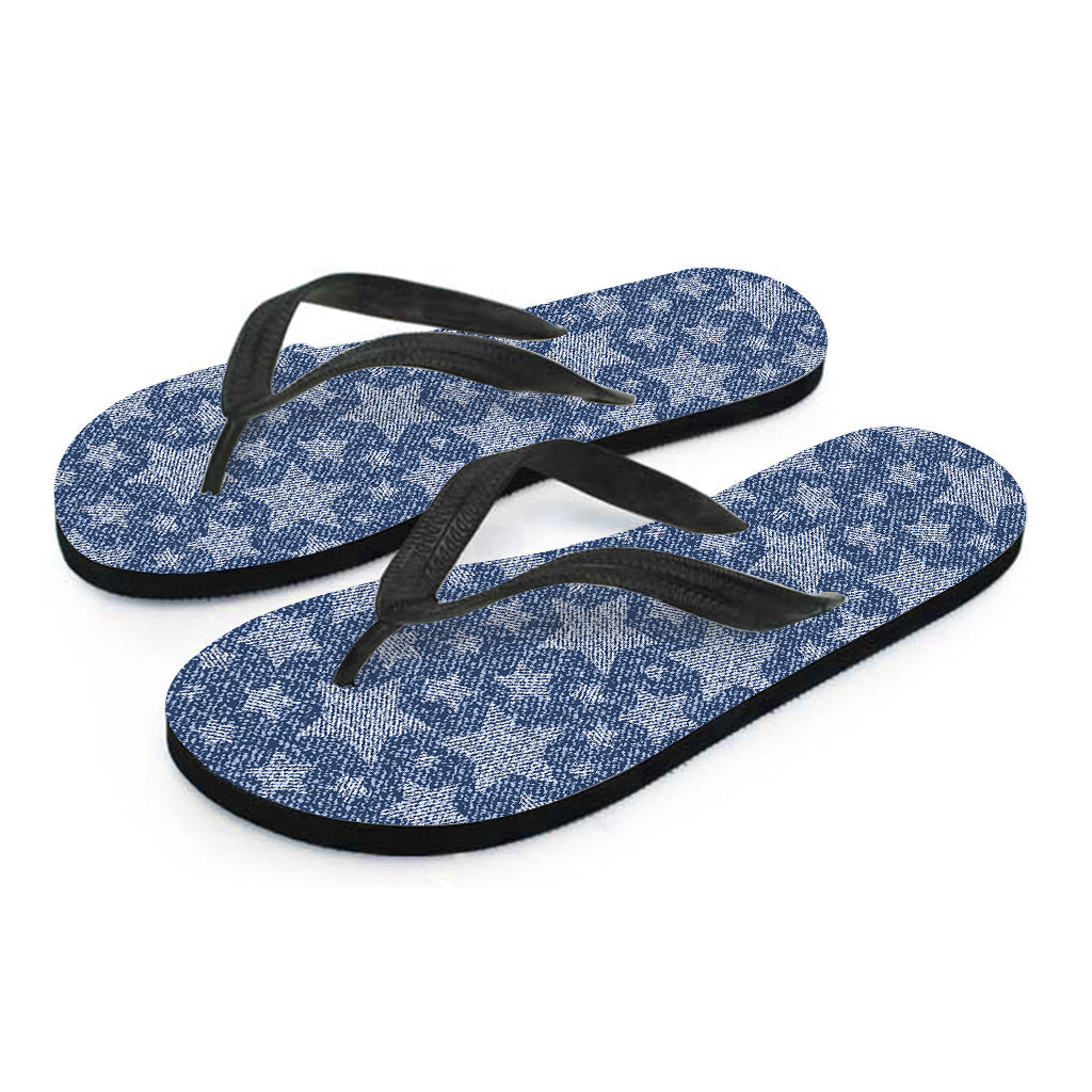 Star Denim Jeans Pattern Print Flip Flops