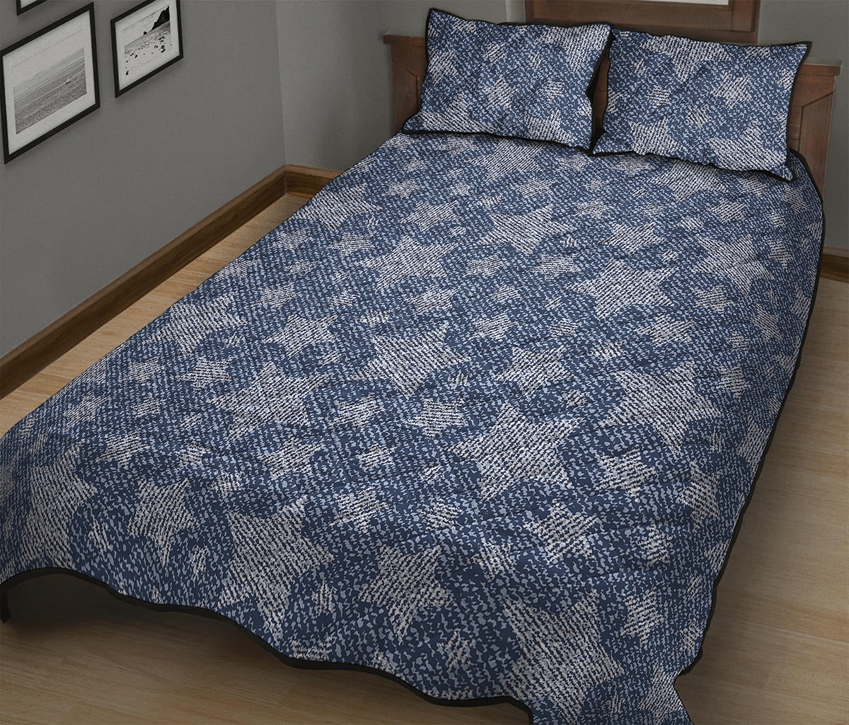 Star Denim Jeans Pattern Print Quilt Bed Set