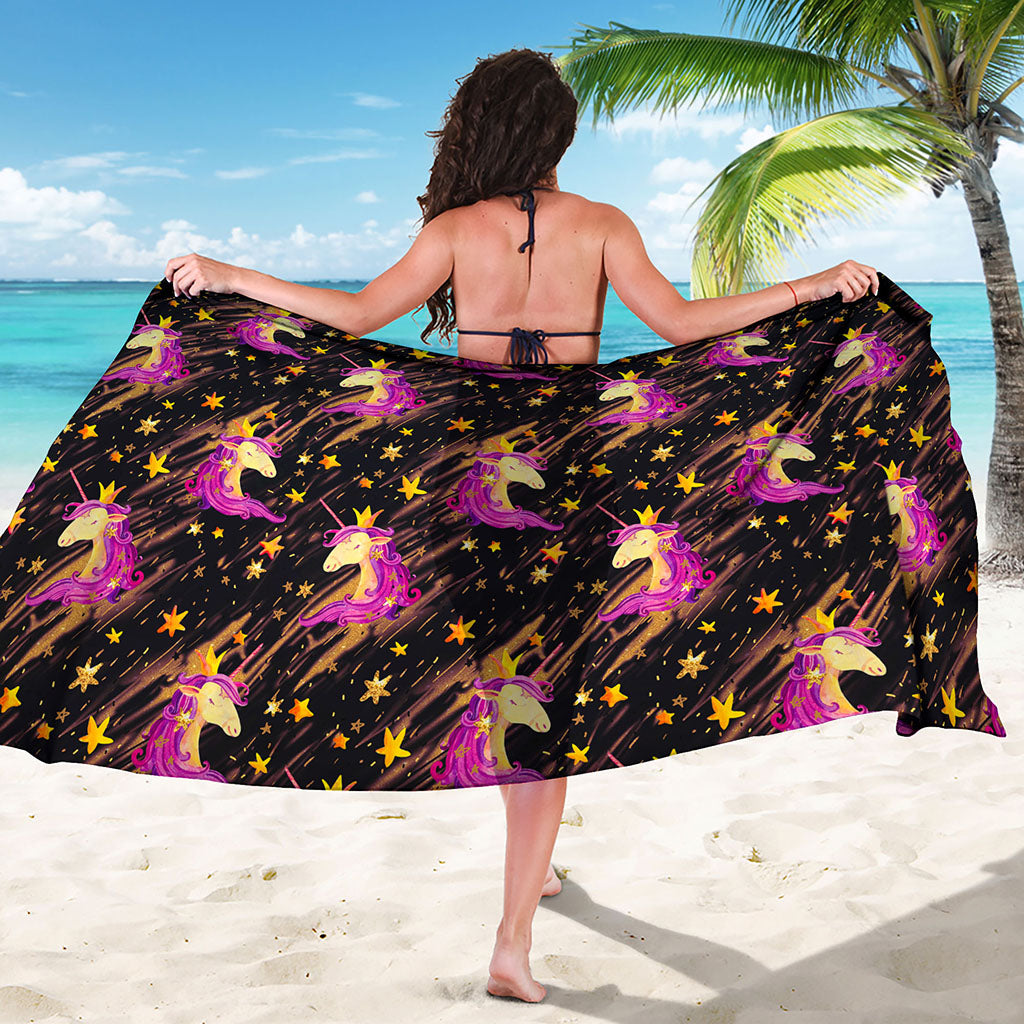 Star Fairy Unicorn Pattern Print Beach Sarong Wrap