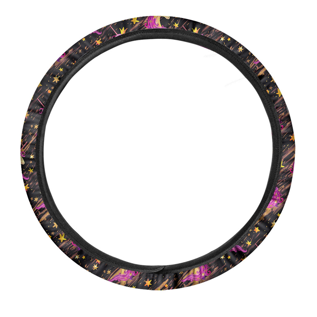 Star Fairy Unicorn Pattern Print Car Steering Wheel Cover