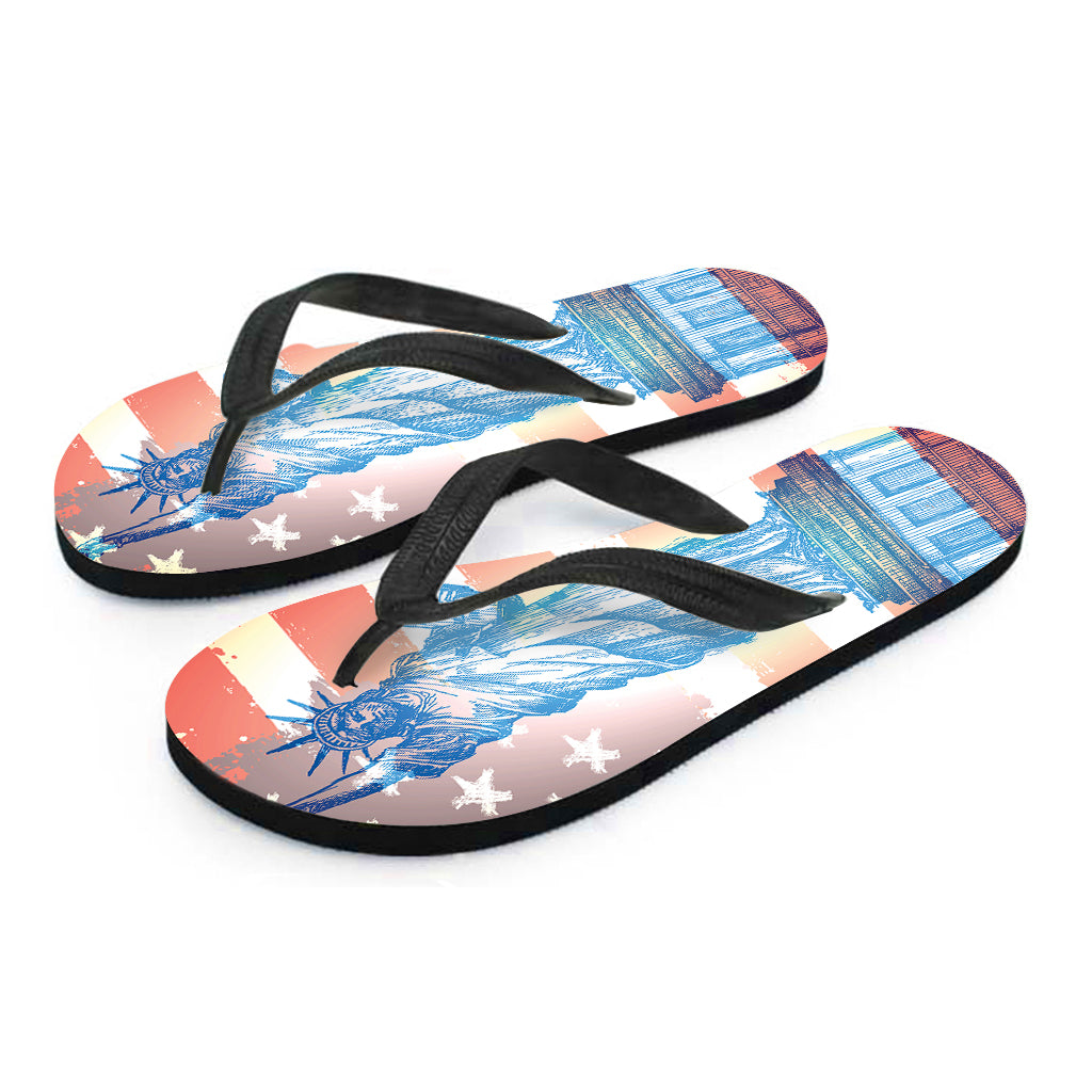 Statue of Liberty USA Flag Print Flip Flops