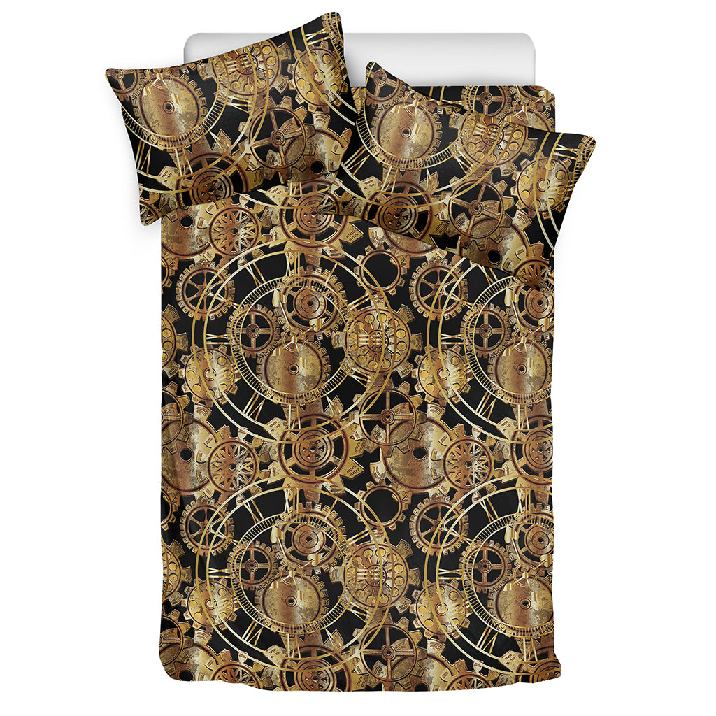 Steampunk Clock Gears Print Duvet Cover Bedding Set