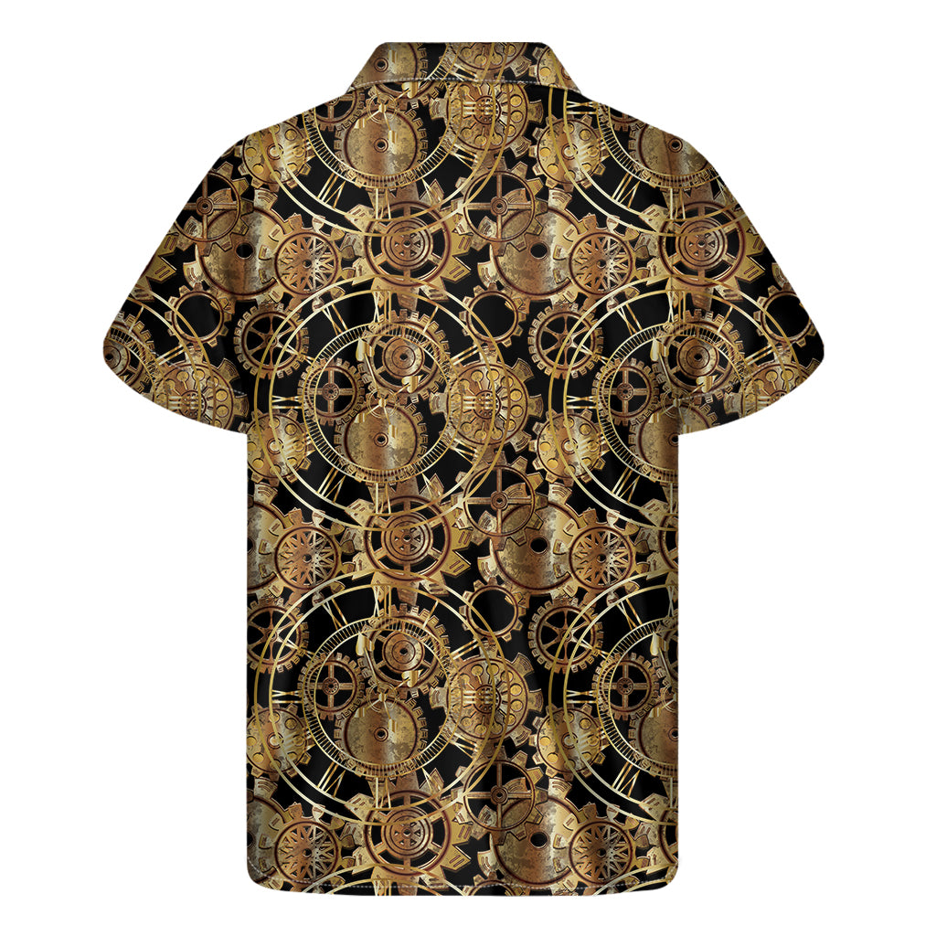 Steampunk Clock Gears Print Men's Short Sleeve Shirt