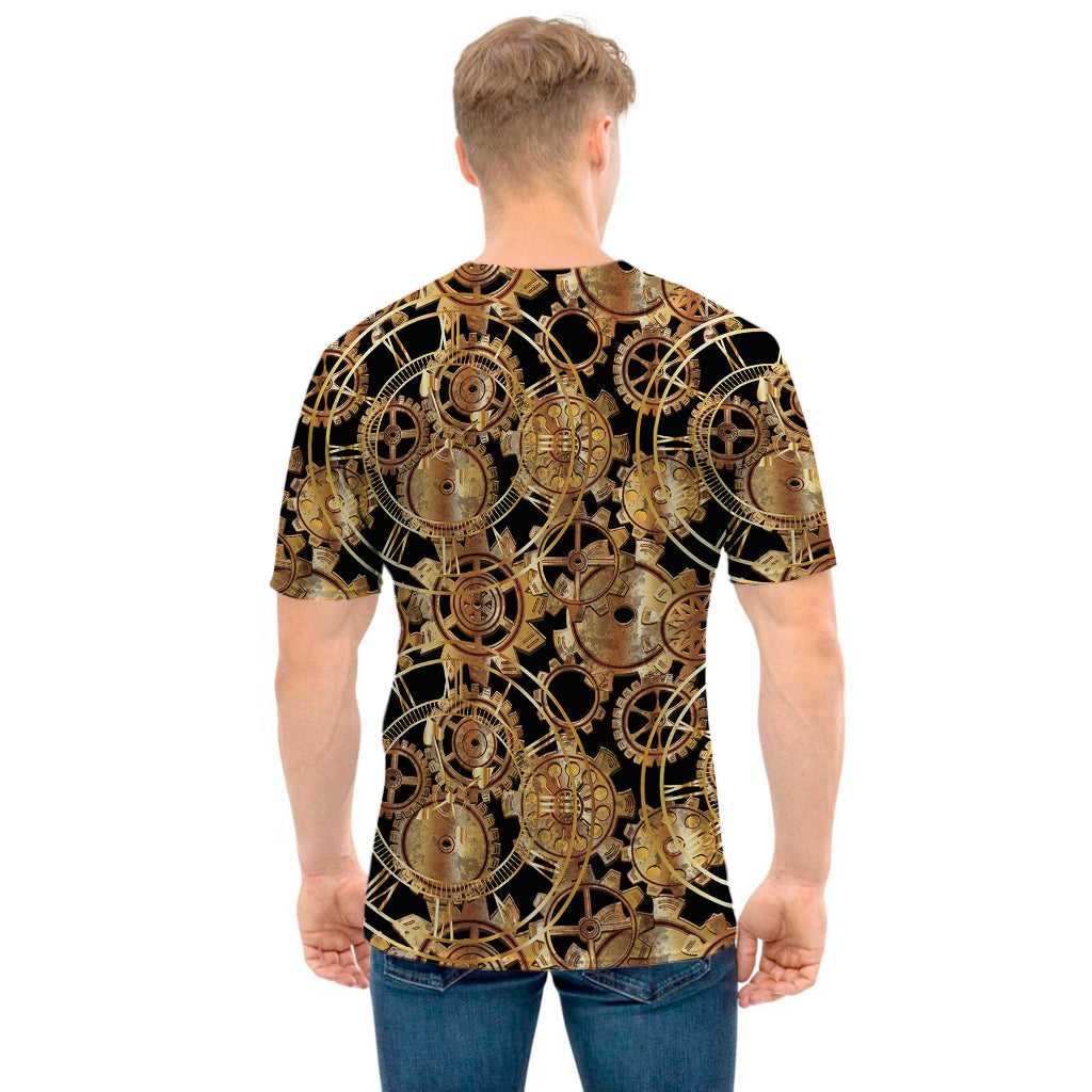 Steampunk Clock Gears Print Men's T-Shirt