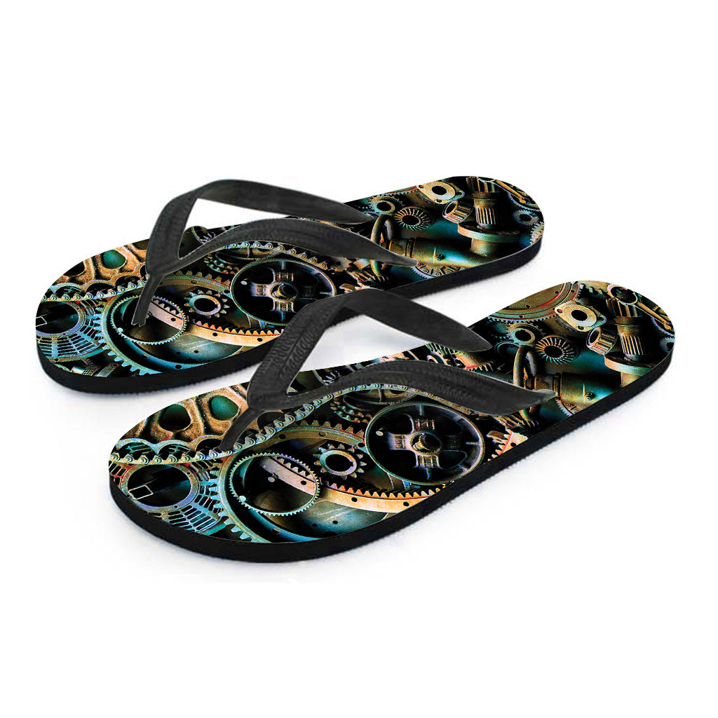 Steampunk Cogs And Gears Print Flip Flops