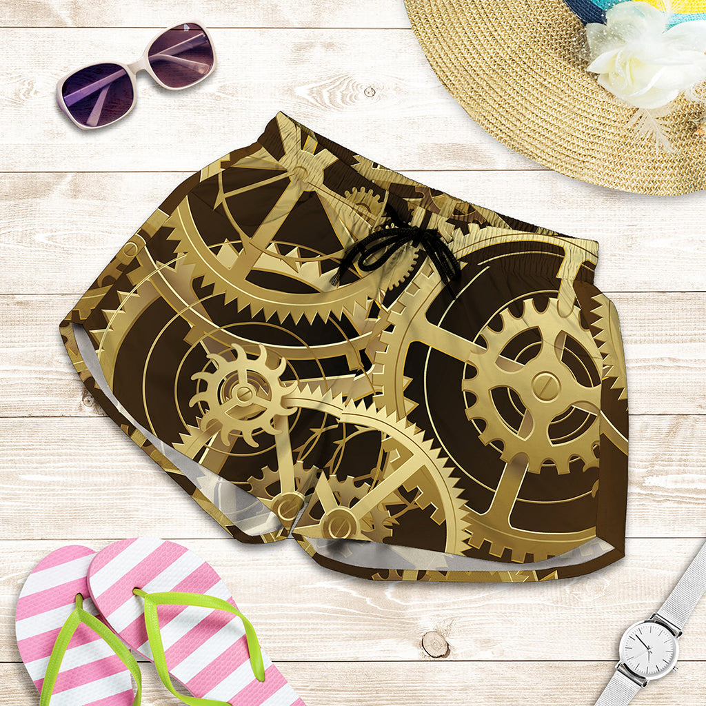 Steampunk Cogwheels Print Women's Shorts