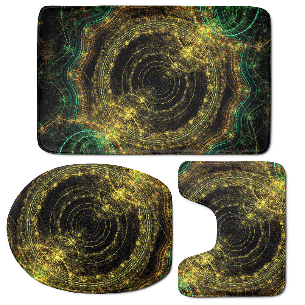 Steampunk Fractal Print 3 Piece Bath Mat Set