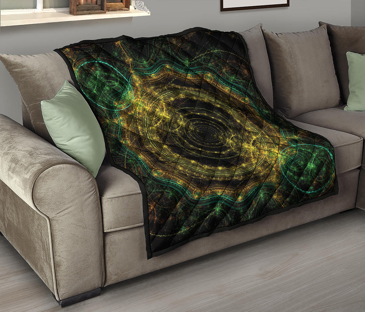 Steampunk Fractal Print Quilt