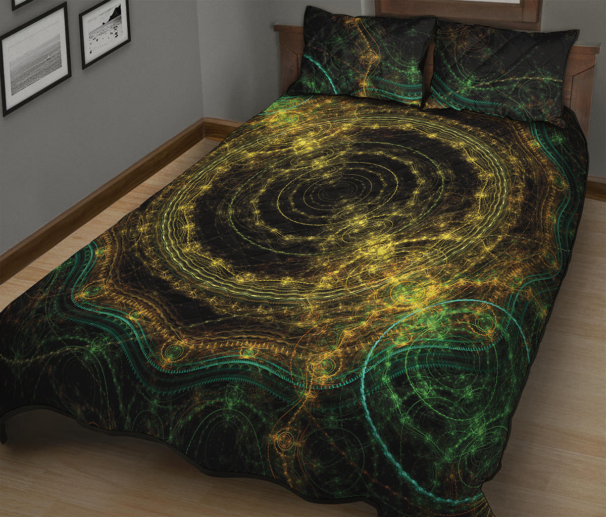 Steampunk Fractal Print Quilt Bed Set