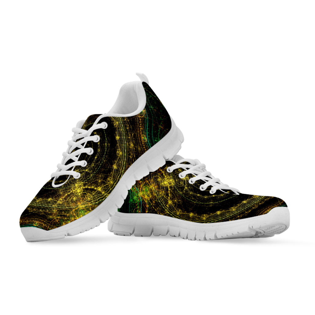 Steampunk Fractal Print White Sneakers