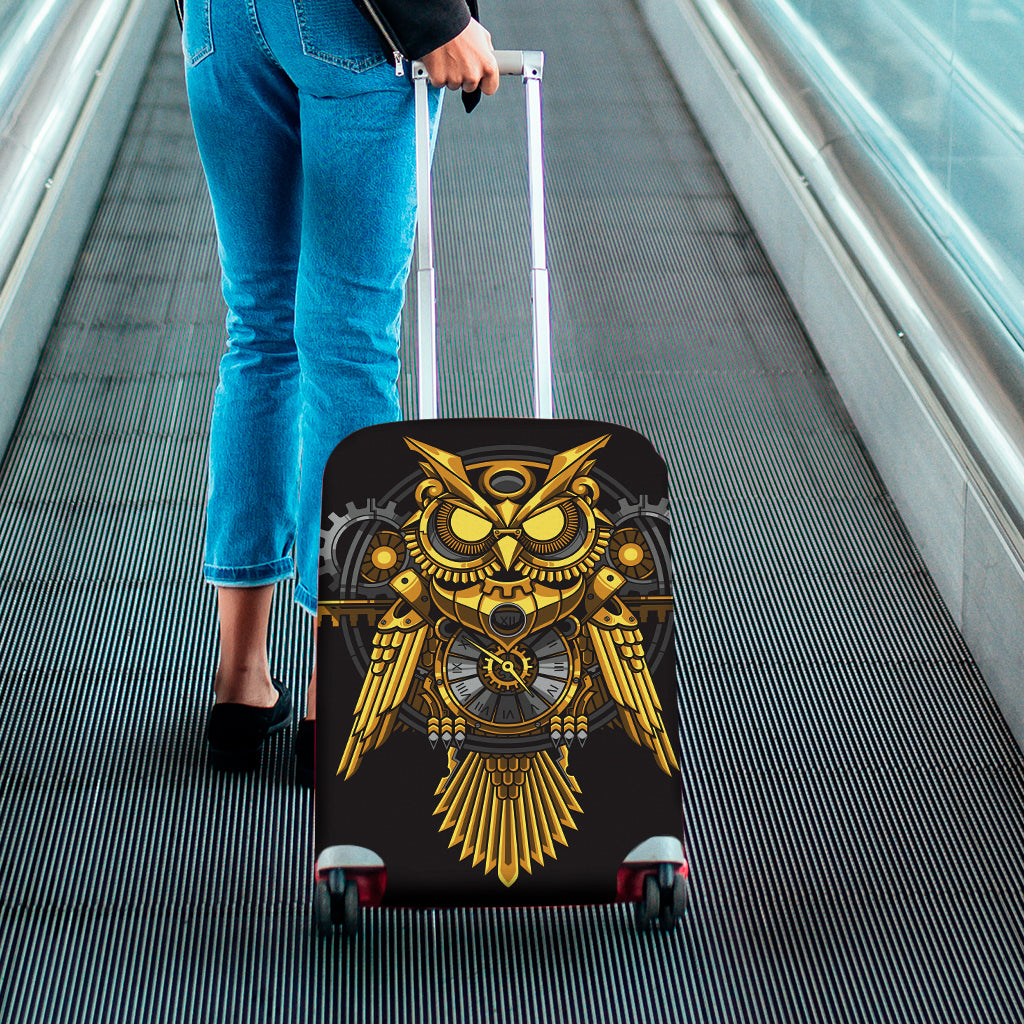 Steampunk Owl Print Luggage Cover