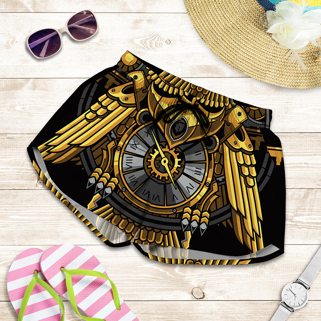 Steampunk Owl Print Women's Shorts