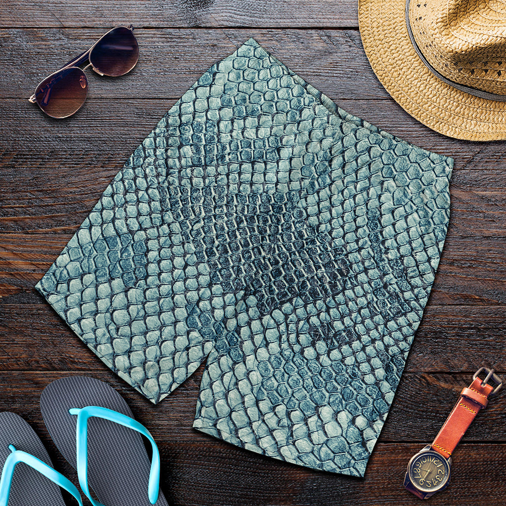Steel Blue Snakeskin Print Men's Shorts