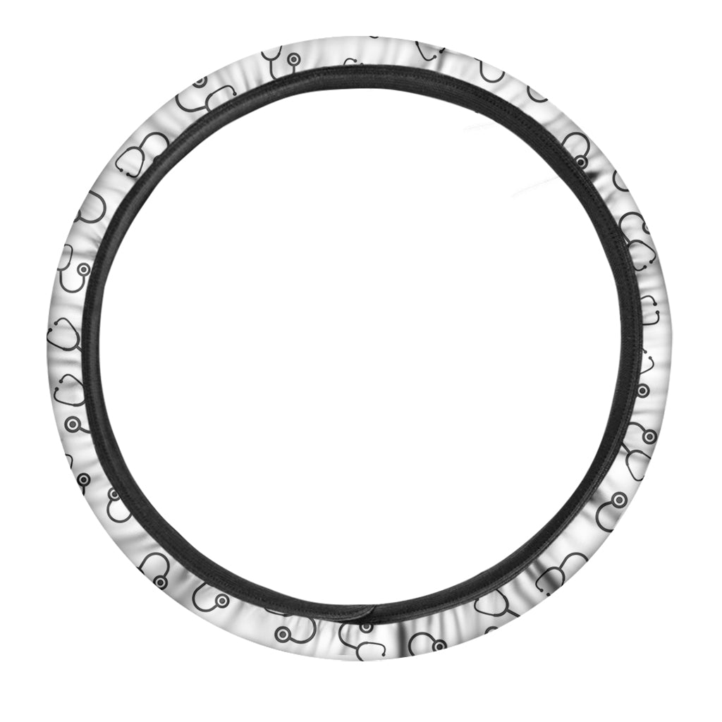 Stethoscope Sign Pattern Print Car Steering Wheel Cover