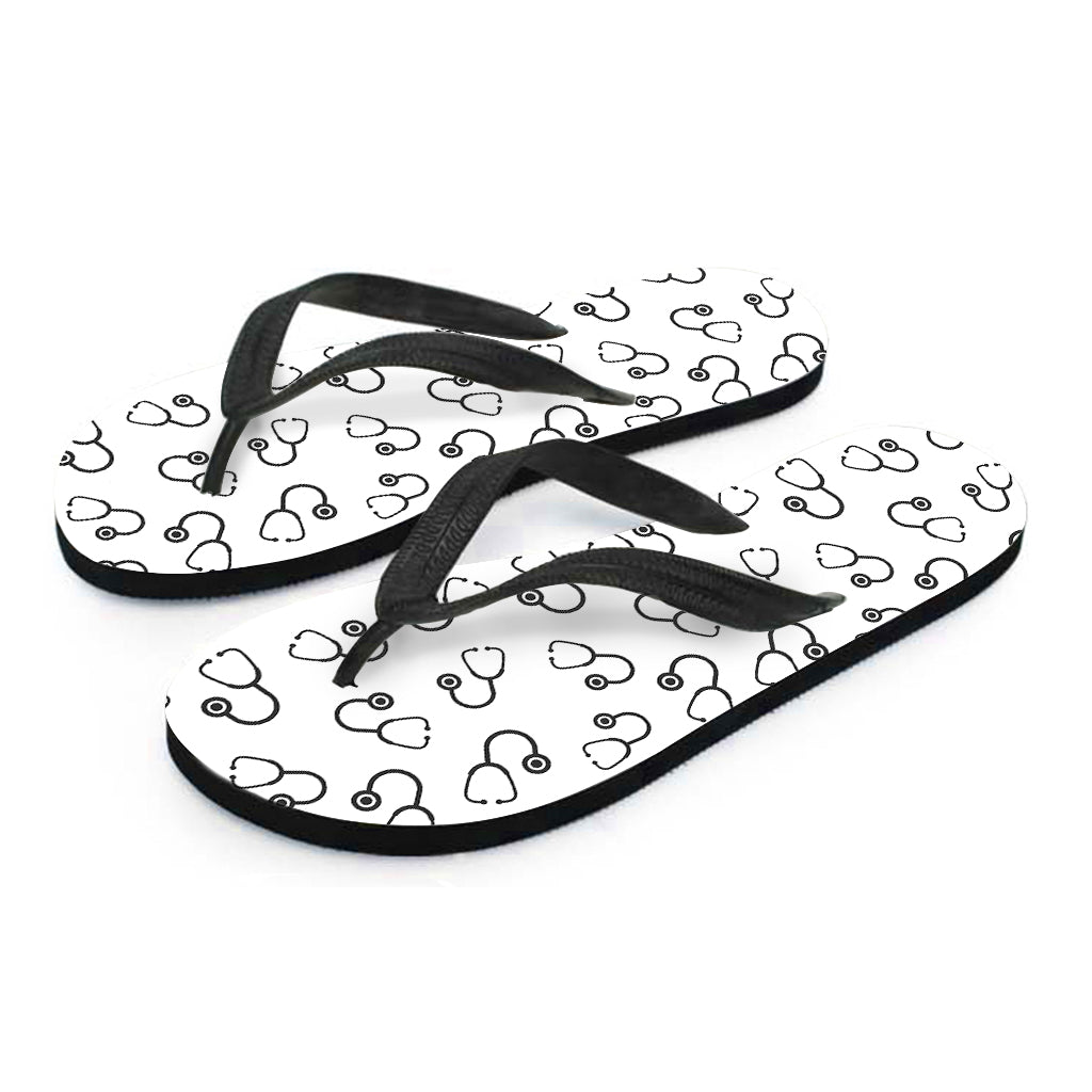Stethoscope Sign Pattern Print Flip Flops