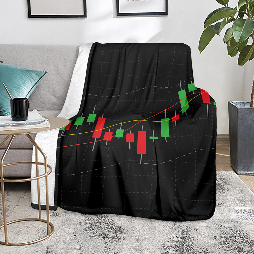 Stock Market Candlestick Print Blanket