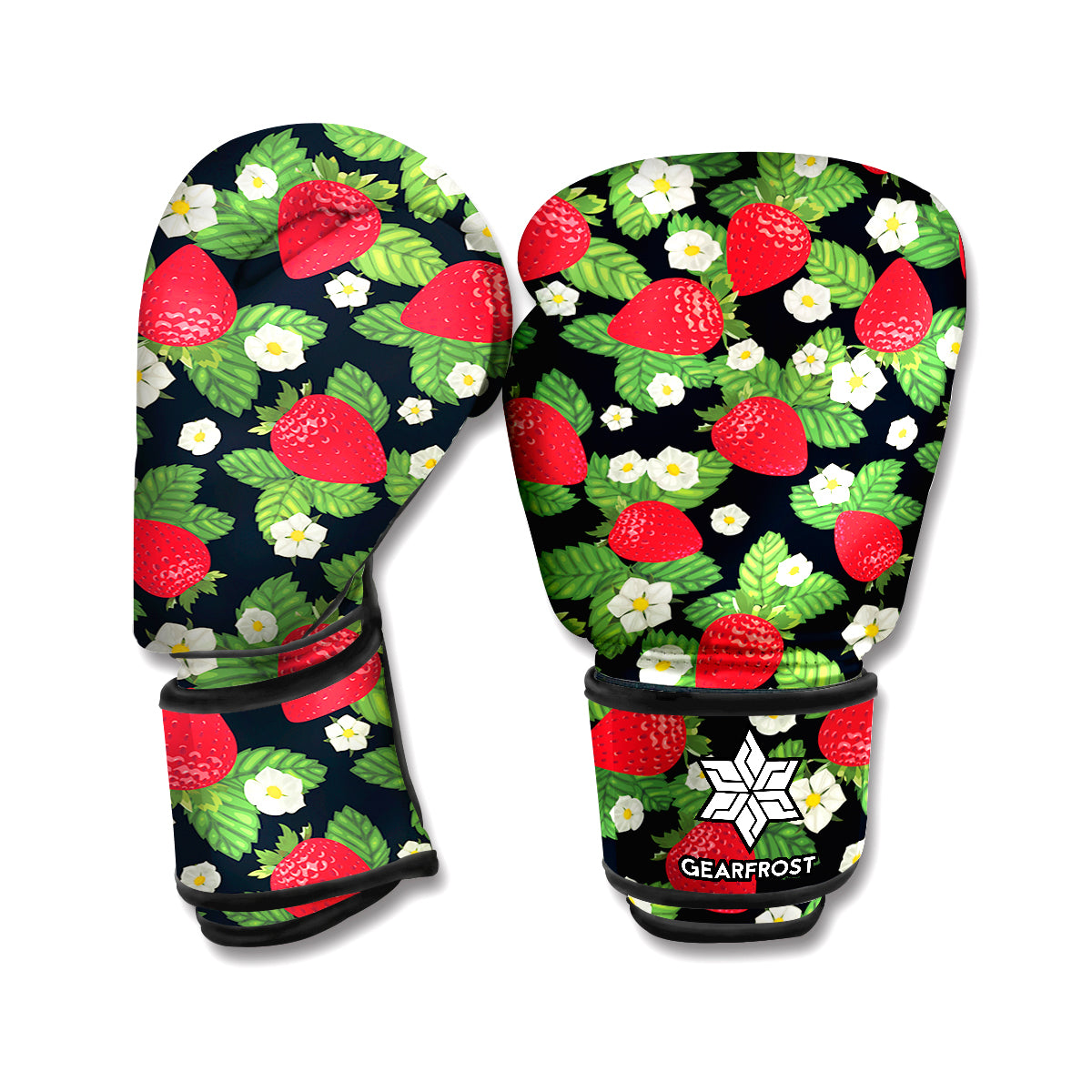 Strawberry And Flower Pattern Print Boxing Gloves