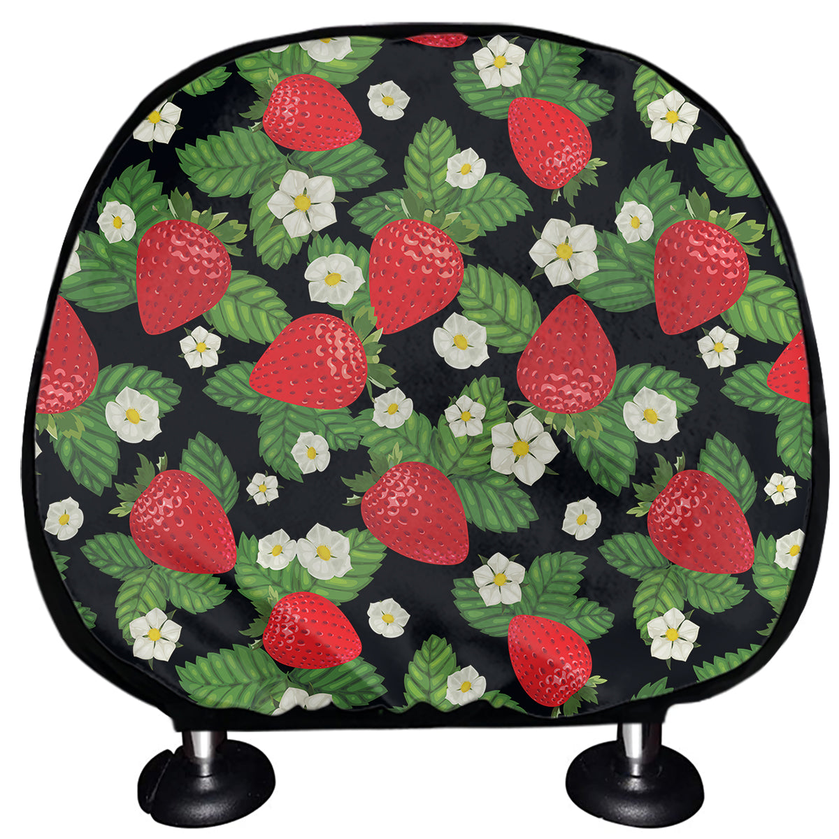 Strawberry And Flower Pattern Print Car Headrest Covers