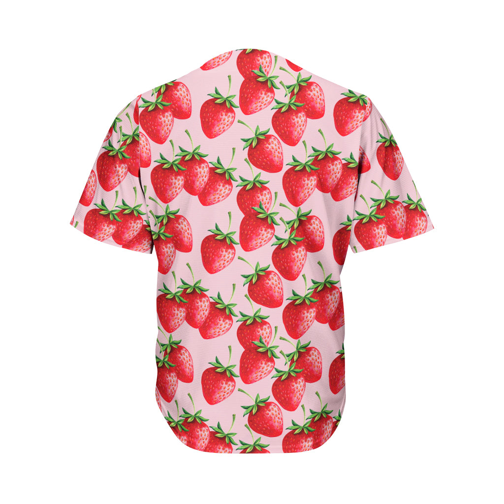 Strawberry Fruit Pattern Print Men's Baseball Jersey