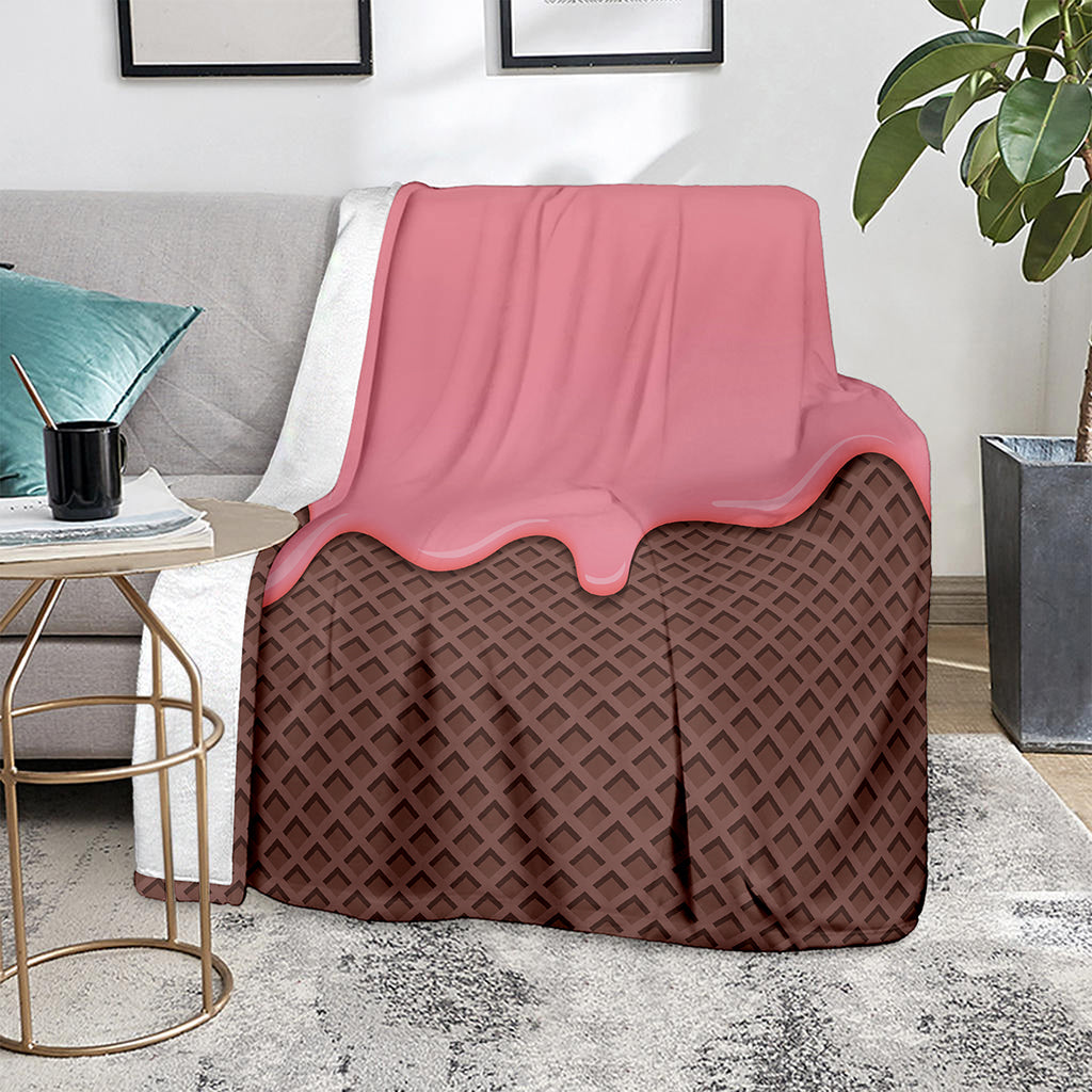 Strawberry Ice Cream Melted Print Blanket