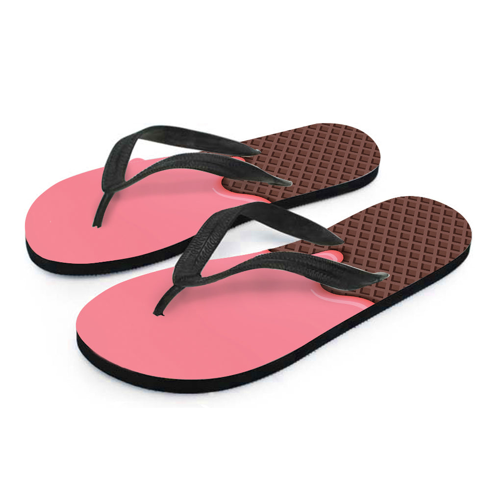 Strawberry Ice Cream Melted Print Flip Flops